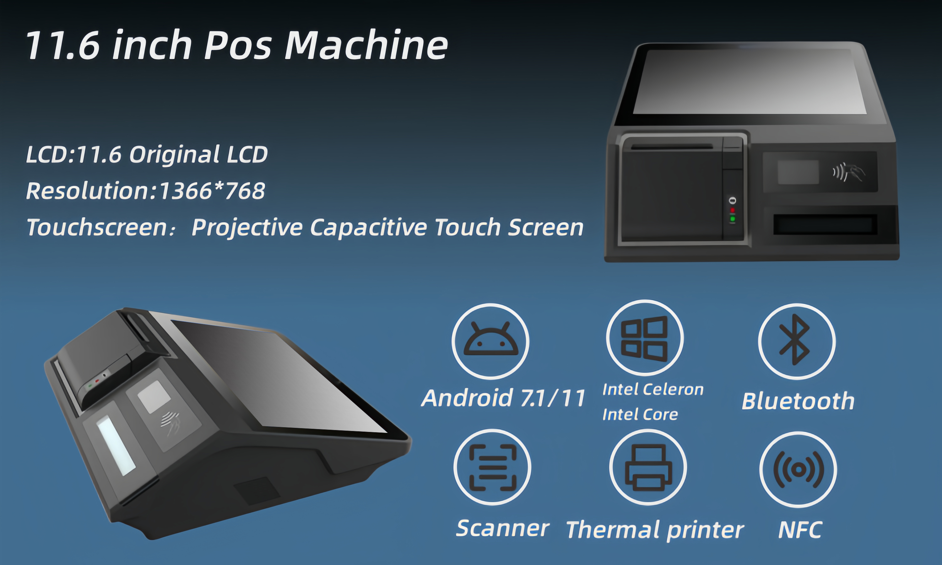 ED116 :All in one pos with thermal printer and scanner(图3)