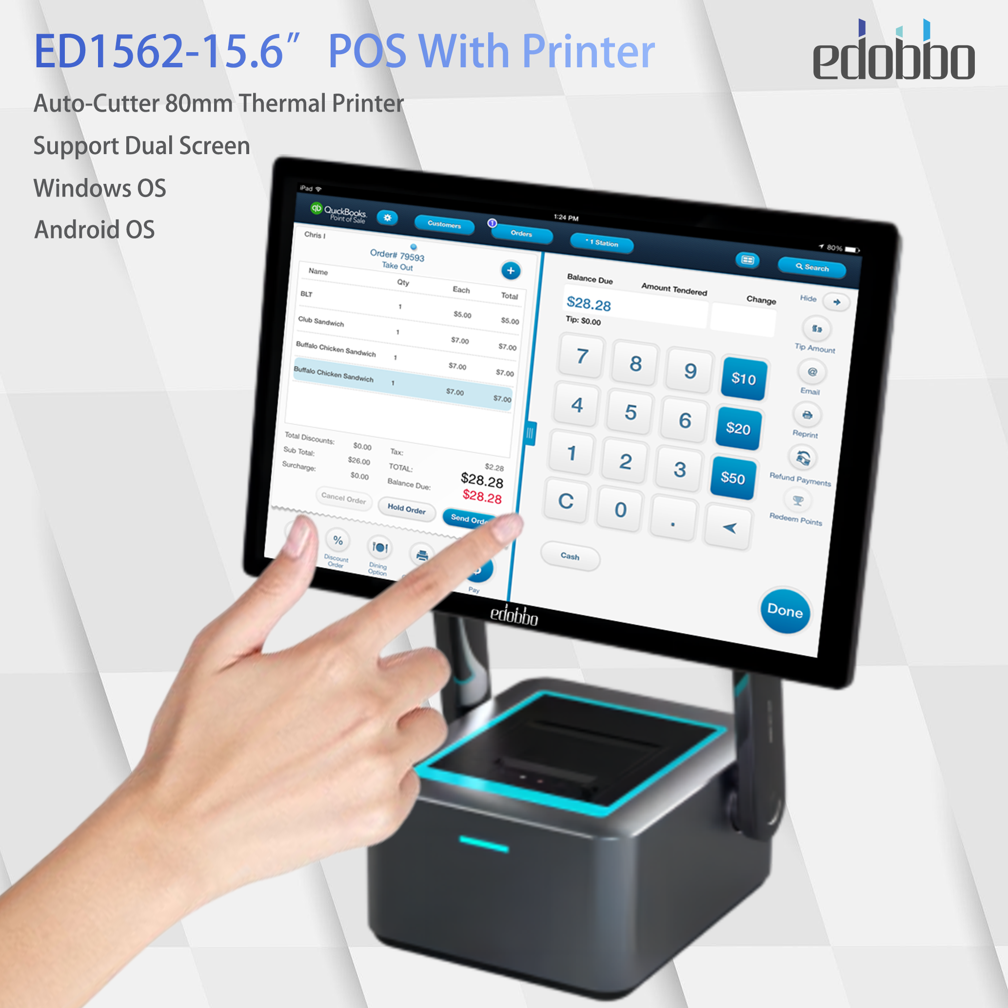 ED1562:15.6 inch Dual Screen with 80mm Thermal Printer(图4)