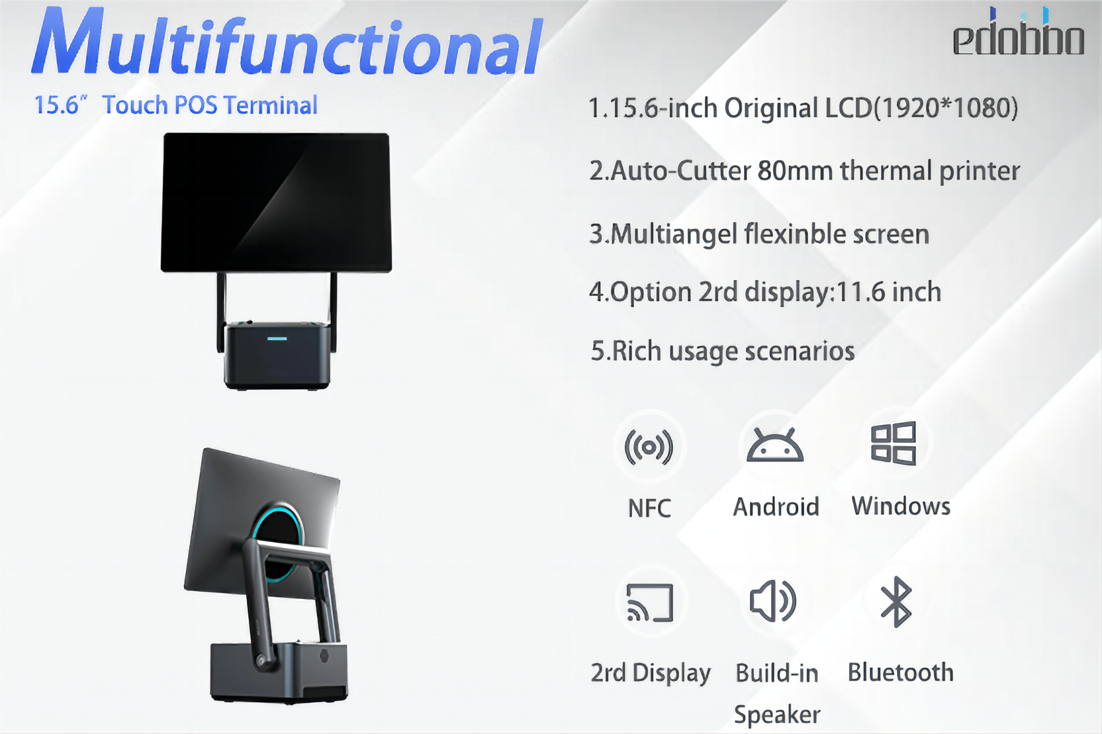 ED1562:15.6 inch Dual Screen with 80mm Thermal Printer(图1)
