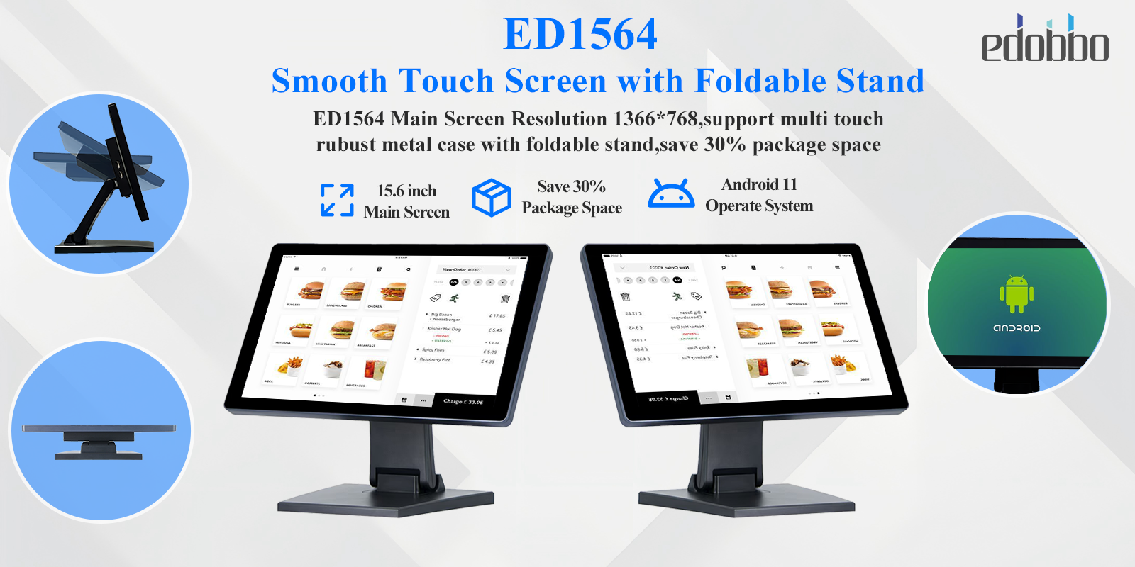 ED1564-15.6" Andorid OS Touch Panel PC:Foldable Stand Pos Machine(图2)